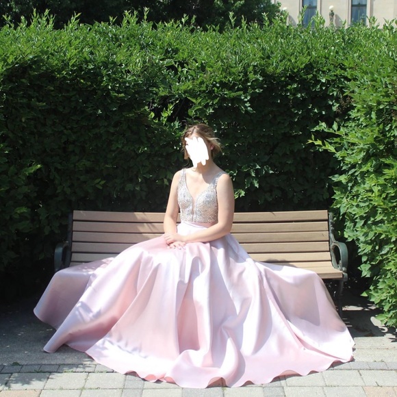 Pink Satin Prom/Grad Dress - Size 4 - Picture 3 of 3